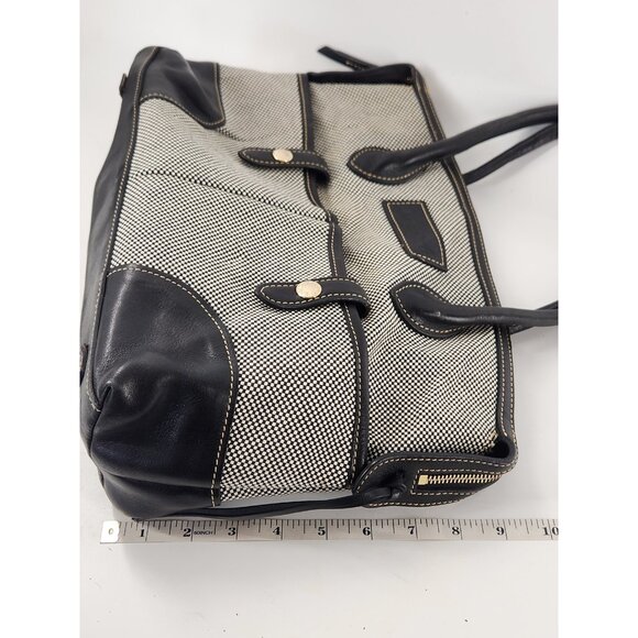 Dooney & Bourke Canvas Satchel Top Handle Bag Checkered Office Classic Luxe - Picture 7 of 10